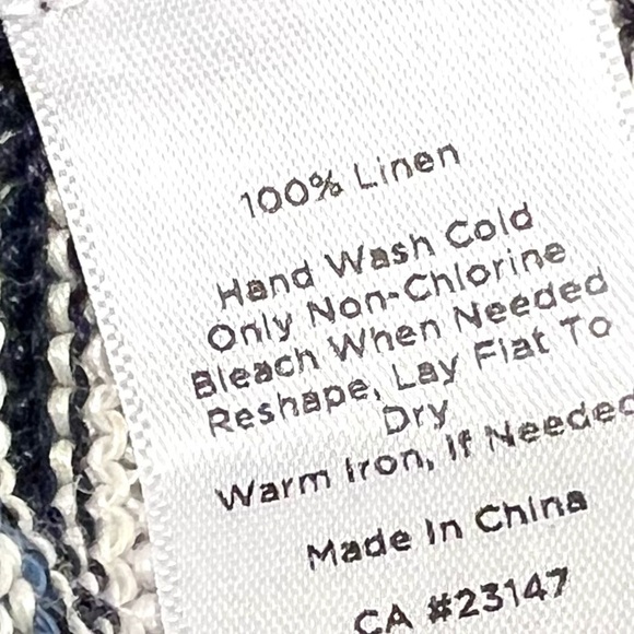 NWT Talbots PLUS 3X Petite Womens Striped 100% Linen Knit Sweater Blue White - Picture 8 of 9